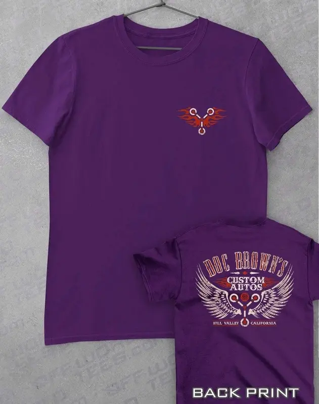 Doc Brown's Custom Autos with Back Print T-Shirt 5
