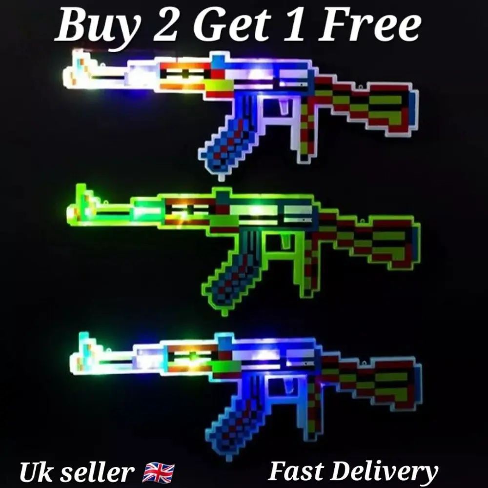 Minecraft Light & Sounds EVA Toy Gun Weapon Kids Gift  Diamond Pixel AK47 RIFLE