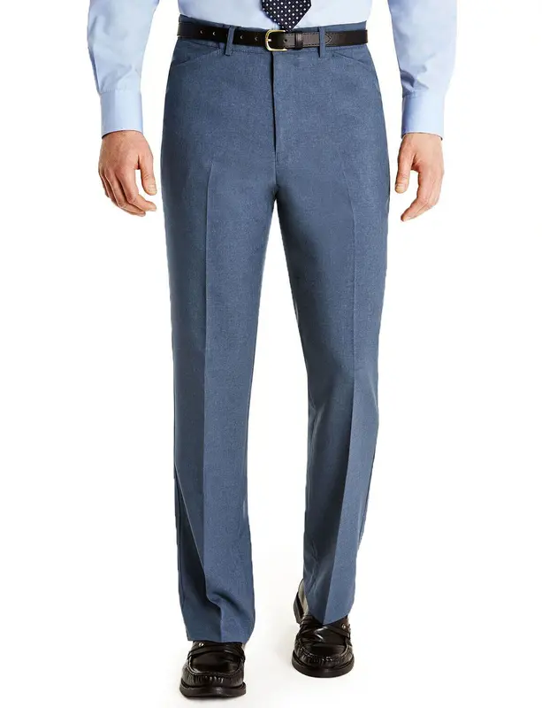 New Mens Formal Trousers Business Office Work Smart Dress Pants Straight Leg Flat Front Regular Fit Everpress Casual Home Pants (as8, waist_inseam, numeric_42, numeric_27, Air Force Blue) Menswear Pocket Big Underwear 0
