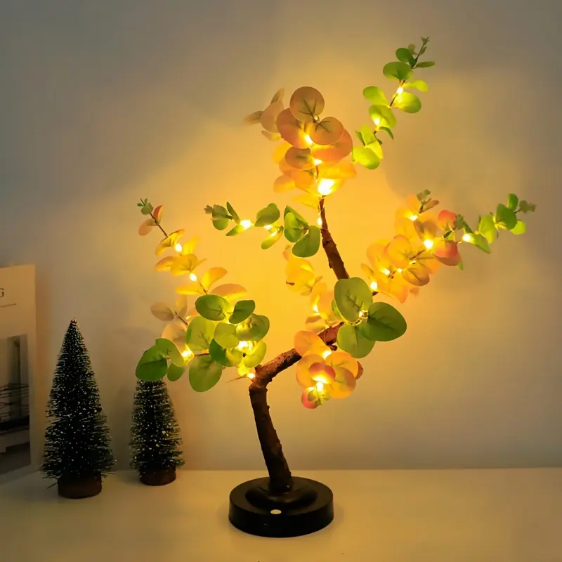 Shenzhi Tech DIY Bonsai Eucalyptus LED Tree Lamp - Flexible, Touch-Sensing Warm White Night Light, USB/Battery Powered, Perfect for Living Room, Bedroom Decor & Holiday Gifts 6
