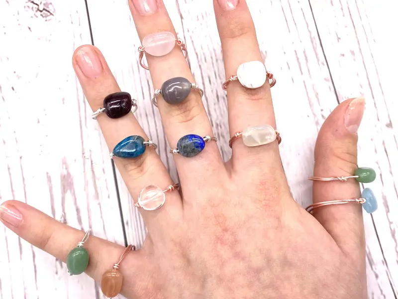 Howlite Ring,  Handmade White Crystal Ring - Natural Gemstone Wire Wrapped Jewellery - Small Gifts For Calm and Peace 2
