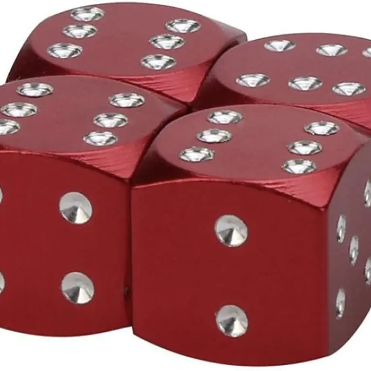 Red Dices Dice Die Premium Universal Car/Bike Dust Valve Caps - Set of Four