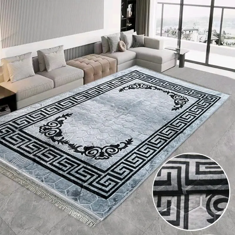 New Greek Style Rug Border Design Non Slip Machine Washable 90x190cm 160x230cm 200x300cm
