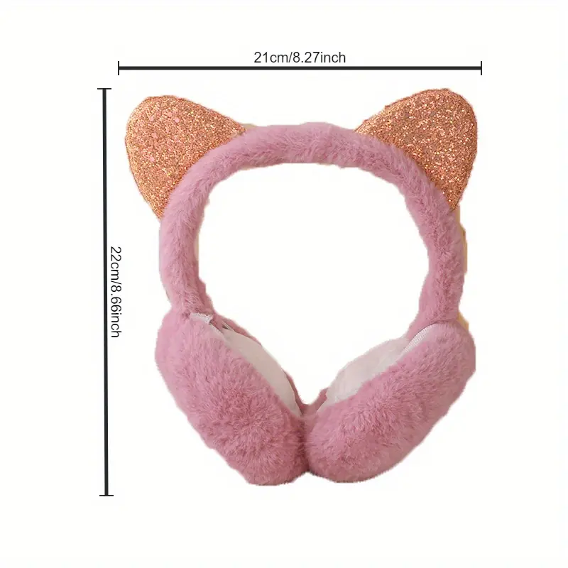 Cozy Sequin Cat Ear Plush Earmuffs - Adjustable, Soft & Warm Winter Ear Covers for Women - Perfect Christmas Gift 5