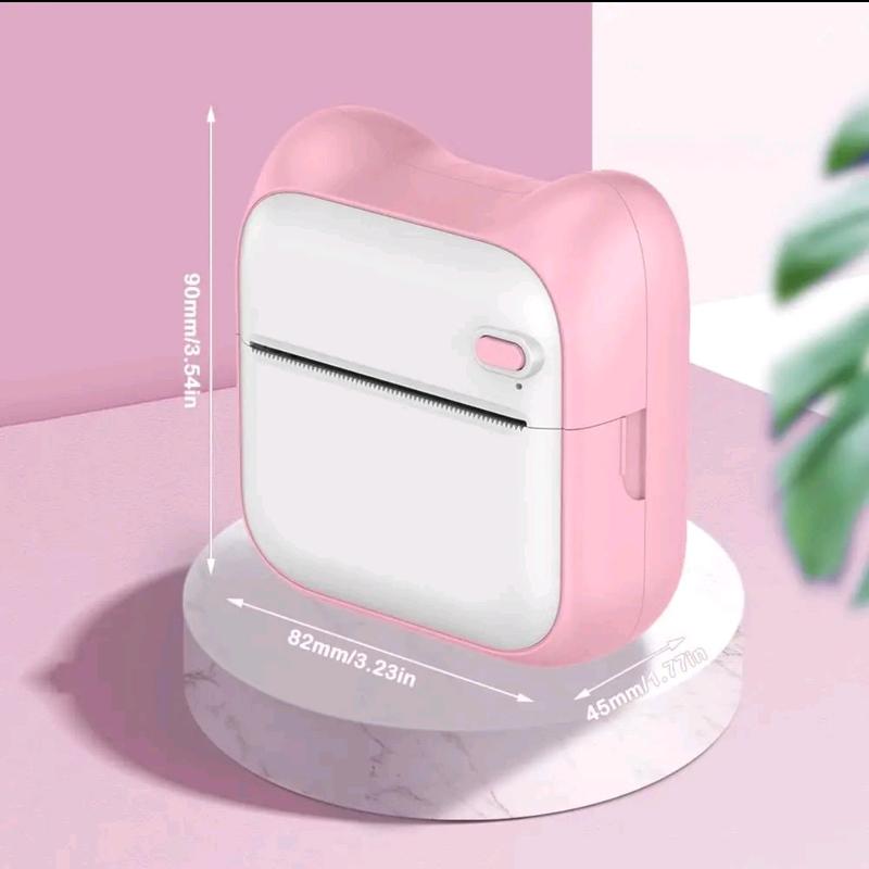 Portable Wireless Thermal printer, 1 Set Rechargeable Instant Photo Printer Peper, Mini Bluetooth Printer for home & Office, Pocket Printer, Wireless Mini Stiker Printer with 10 Rolls Thermal Paper, Portable for Notes Journal Photo Printing. 2