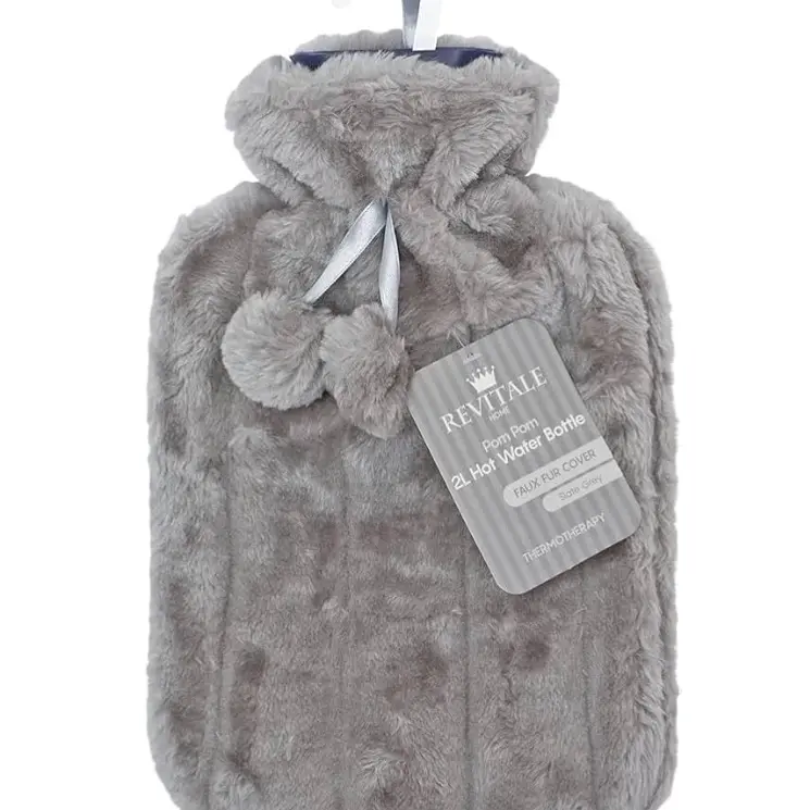 Hot Water Bottle with Cover Luxury Soft Fluffy 2L Rubber Faux Fur Christmas Present Gift