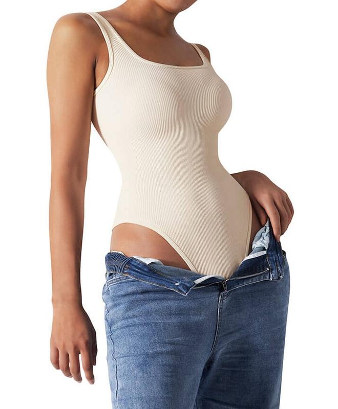 SheBoo Ribbed Tummy Control Sleeveless Bodysuit - Zoe Womenswear Bottom Slim Cargo 7