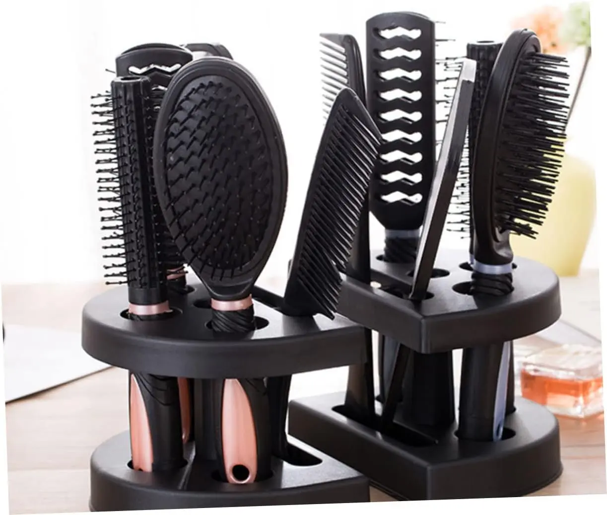 5pcs Professional Hairdressing Styling Set Detangling Hair Brush Airbag Comb Scalp Massage Comb With Makeup Mirror