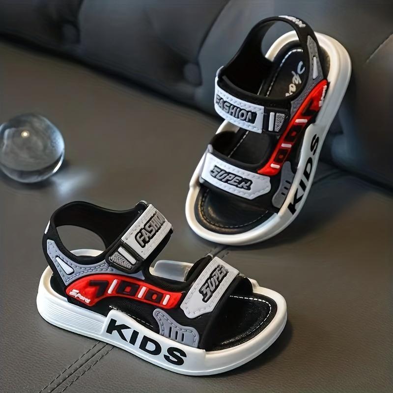 Boys Girls Trendy Hook And Loop Sandals, Wear-resistant Non-Slip Comfy Beach Shoes, Summer 4