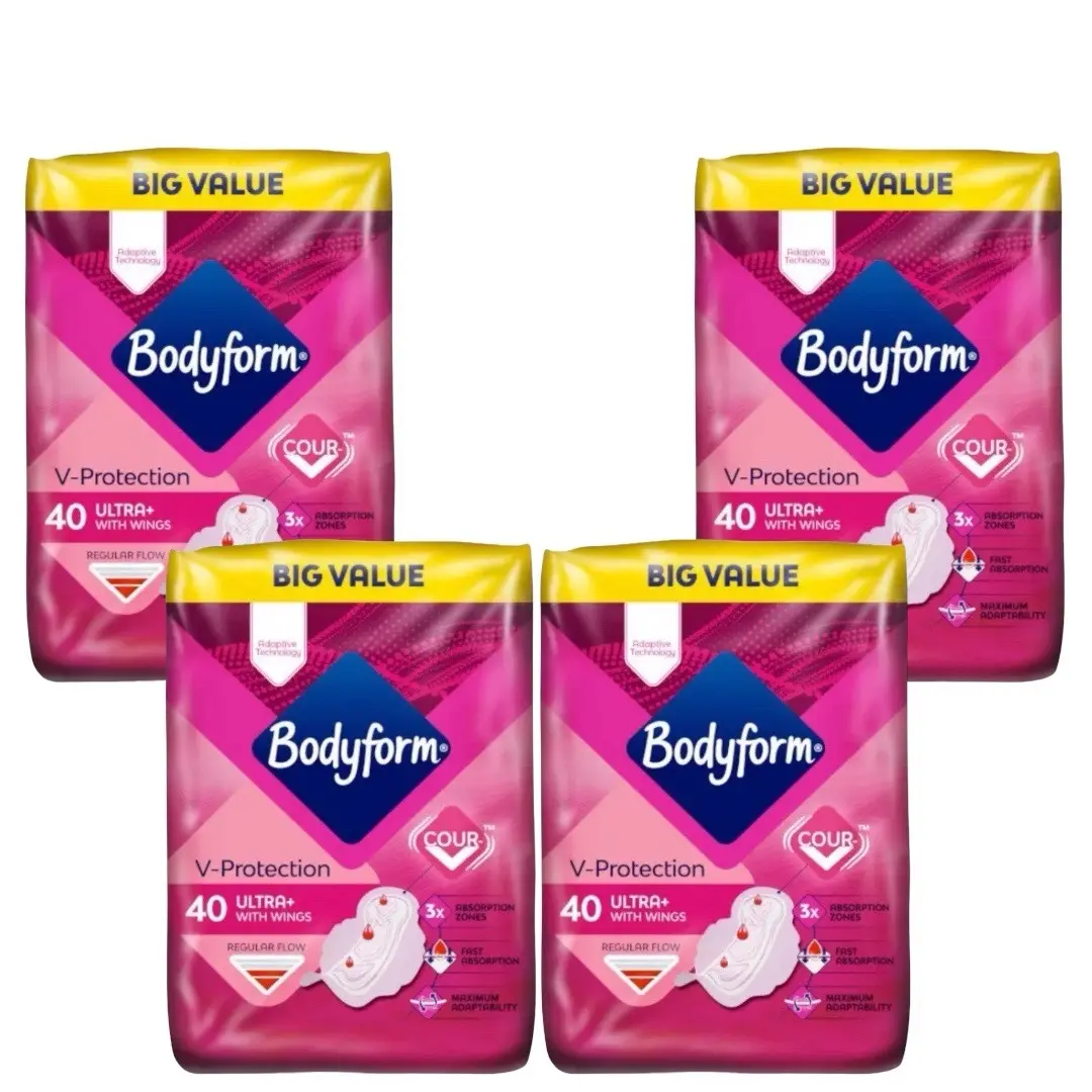 4 Packs Of 40’s Bodyform Cour-V Ultra Normal Sanitary Towels Wings