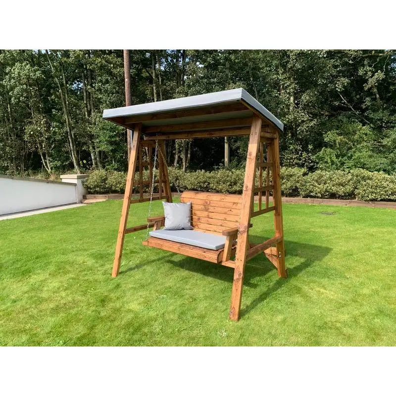 Charles Taylor Trading Dorset Two Seat Swing Grey With Grey Cushion Brown 0