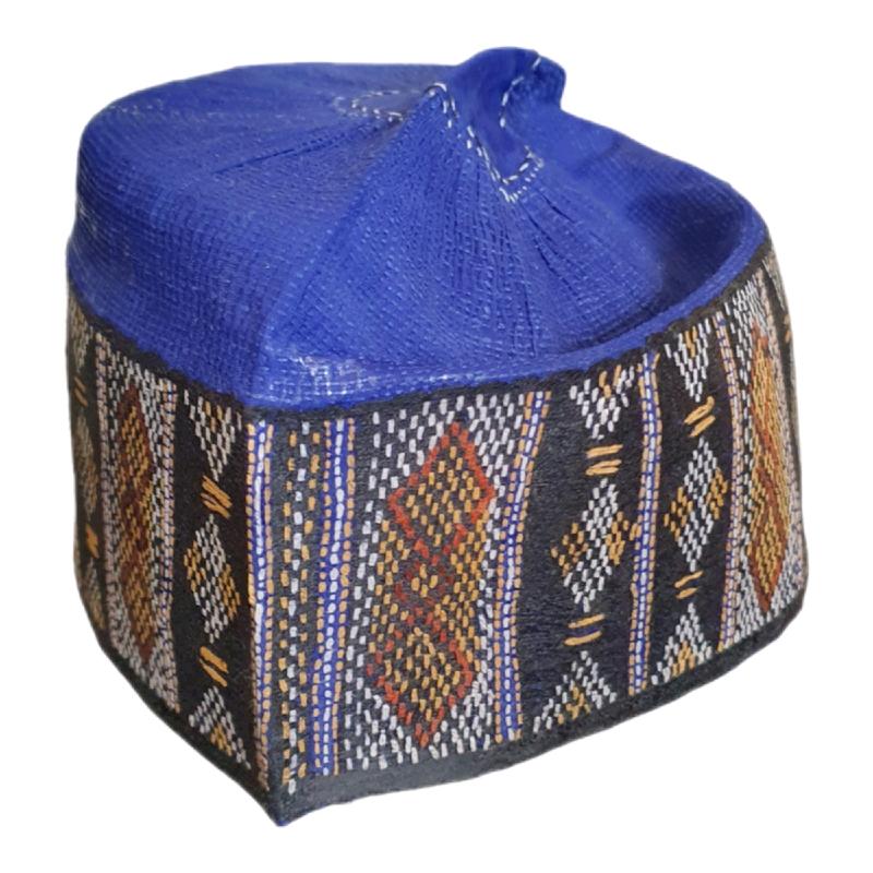SALMA 1 Piece NavyBlue/Multicolor Fashion Hand Woven Traditional Man Cap.  Menswear 0