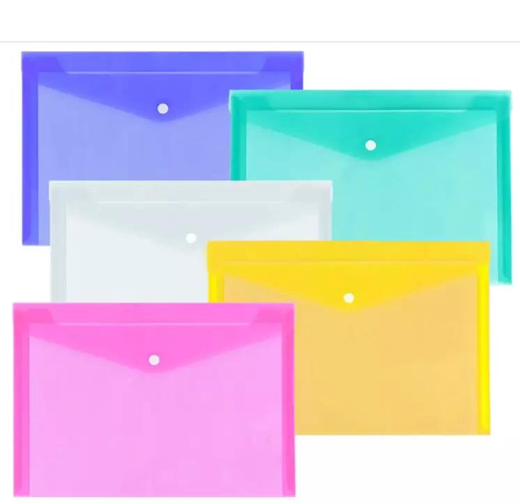 Pack Of 5 -  A4 Plastic wallets Stud Document Wallet Files Folders Filing School Office 3