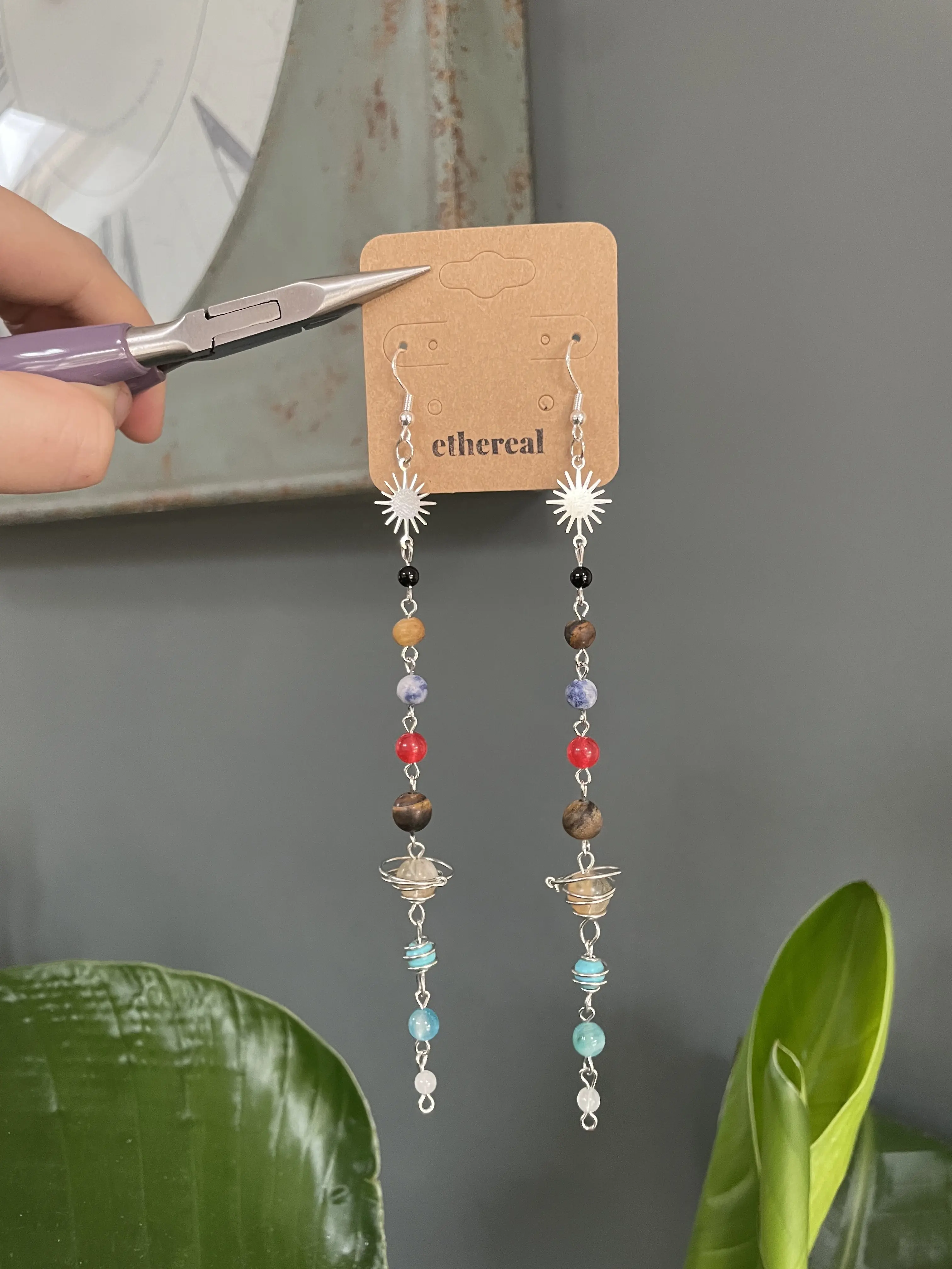 Silver Solar Planet Earrings | Dangly Silver Earrings  | Statement Celestial Style | Perfect for Everyday Wear | TikTok Viral Jewellery | Affordable Jewellery | Ethereal Jewellery | Gift Ideas for Her | Christmas Gift Ideas