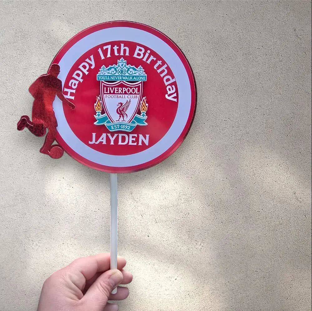 Cake Topper 3D personalised Football cake topper any club/matching colour,liverpoll Manchester Chelsea England Portugal