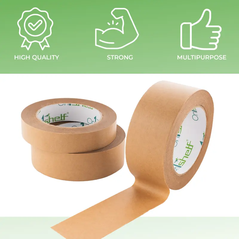 On1shelf Biodegradable Kraft Carton Sealing Tape 24mm-50m Long, 100% Recyclable & Sustainable Packing Solution 2