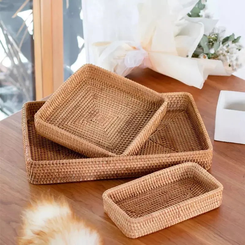 Rattan Storage Tray for Home Organization and Decor - Organiser