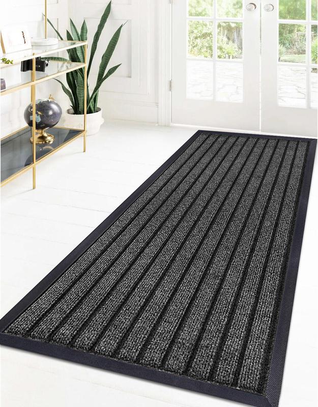 Large Heavy Duty Rubber Barrier Non Slip Door Mat Hall Kitchen Floor Runner Rubber Mats Hallway Bedroom Non-slip Anti-skid Indoor Black 4