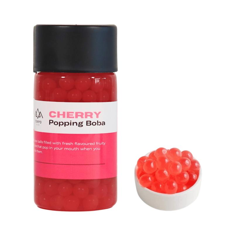 Popping Boba for Bubble Tea | Cherry (serves 5) Ready to Eat, Vegan Friendly, Add to Sparkling Drinks or Desserts 0