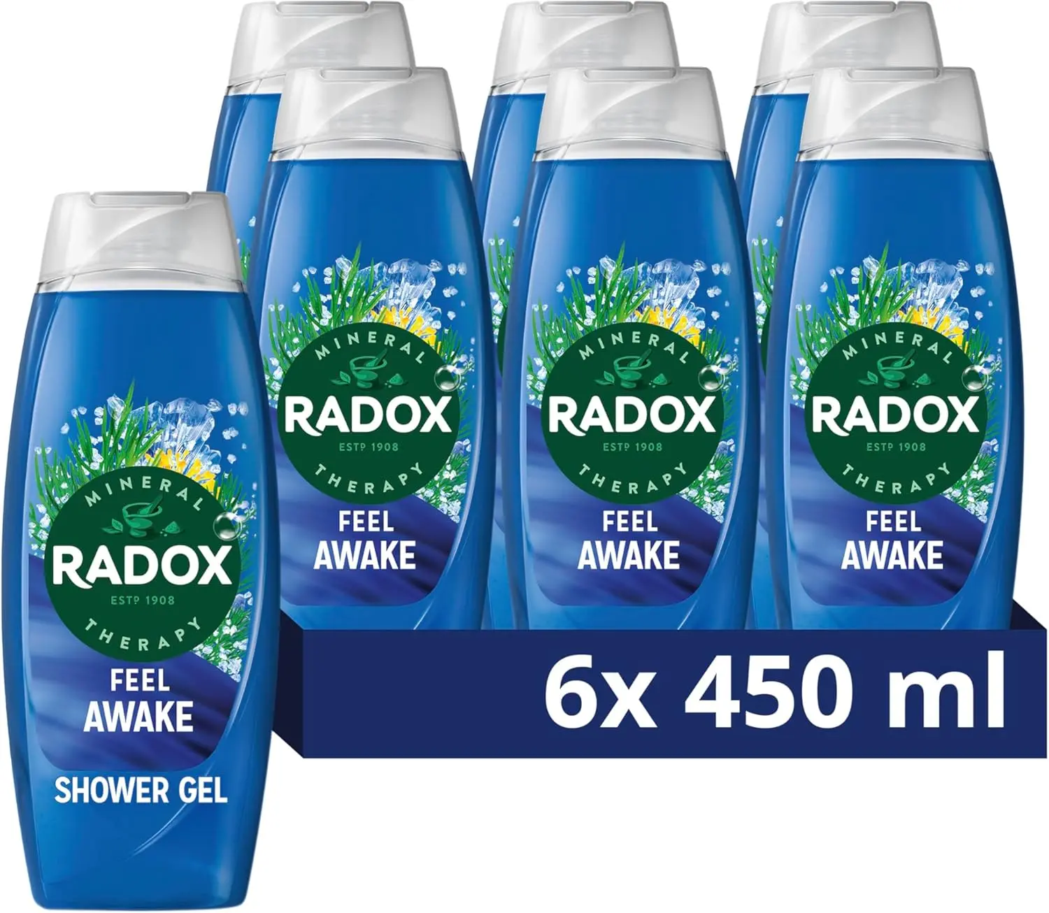 Mineral Therapy Feel Awake 2-in-1 Body Wash & Shampoo Shower Gel with a sea mineral & fennel fragrance for a refreshing experience 6x 450 ml