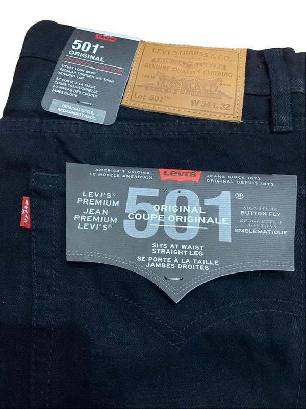 Men's Levis 501 Original Premium Black Jeans, Regular Fit Elegant Denim 1