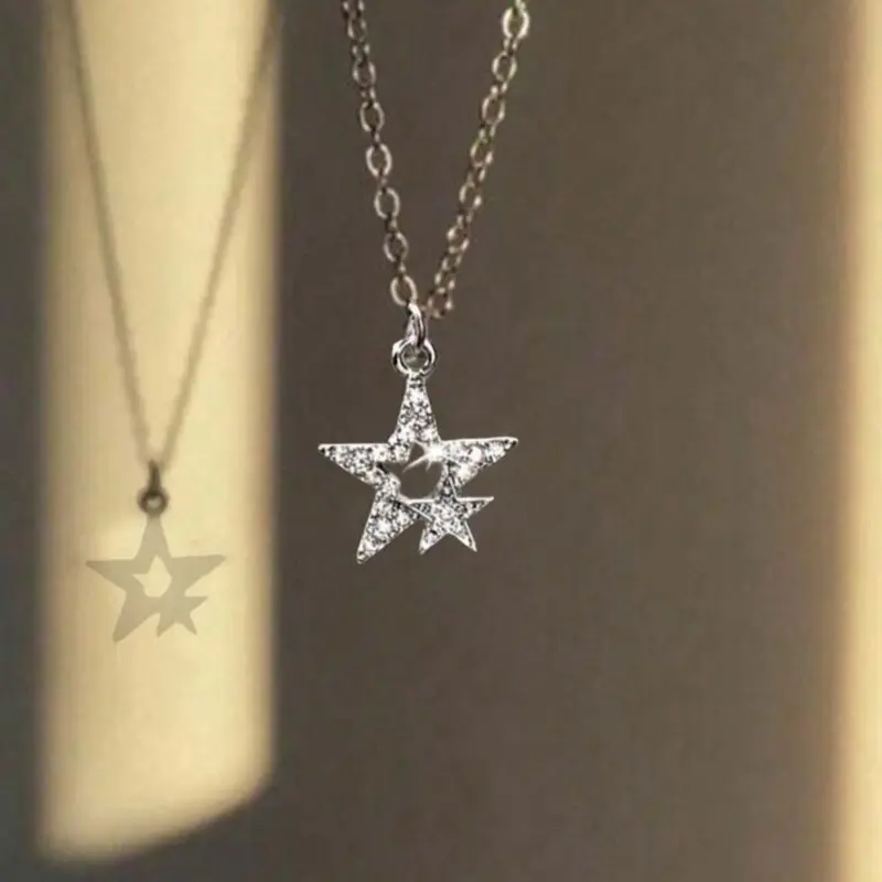 Vintage Gothic Style Rhinestone Star Necklace Unisex