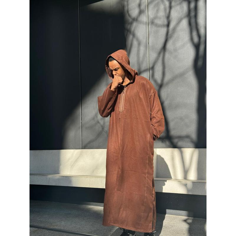 Brown Hooded Moroccan Thobe 1