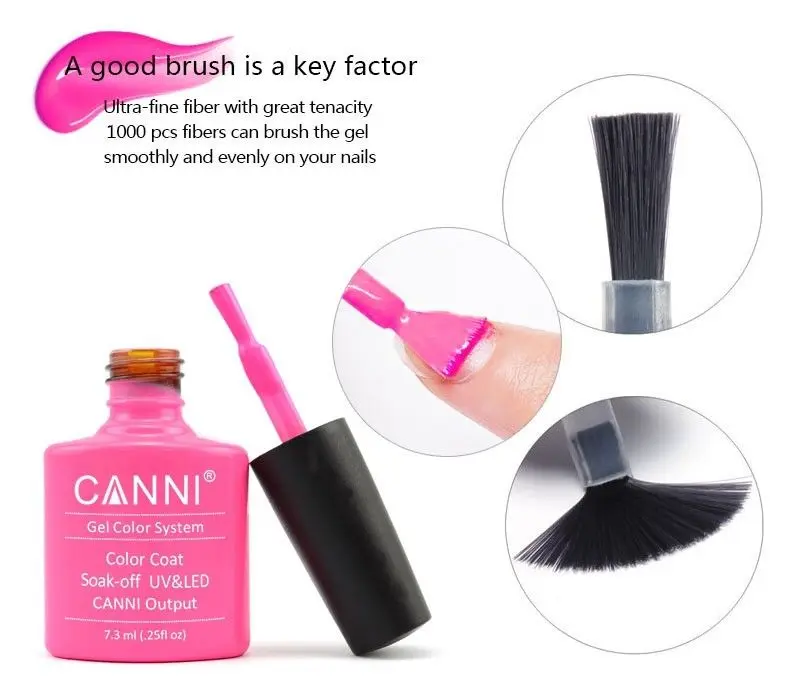 CANNI Nail Gel Polish Varnish Soak Off UV / LED Classic 7.3ml Long-lasting Shades # 100 - 197 Brush Nail Art 2