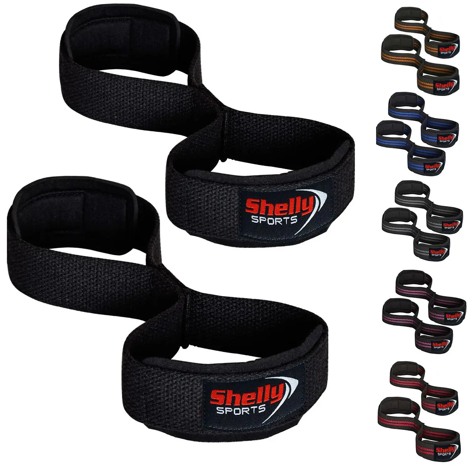 Shelly Weight Lifting Straps Figure 8 with Padded Cuff Wrist support Training Gym Straps Hand bar Grip