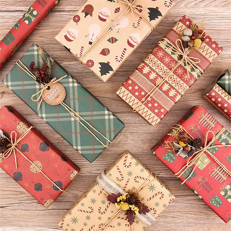 1 Sheet High Quality Christmas Wrapping Paper, Classic and Contemporary Designs Xmas Wrapping Paper Festive Designs Kraft Wrapping Paper. 1