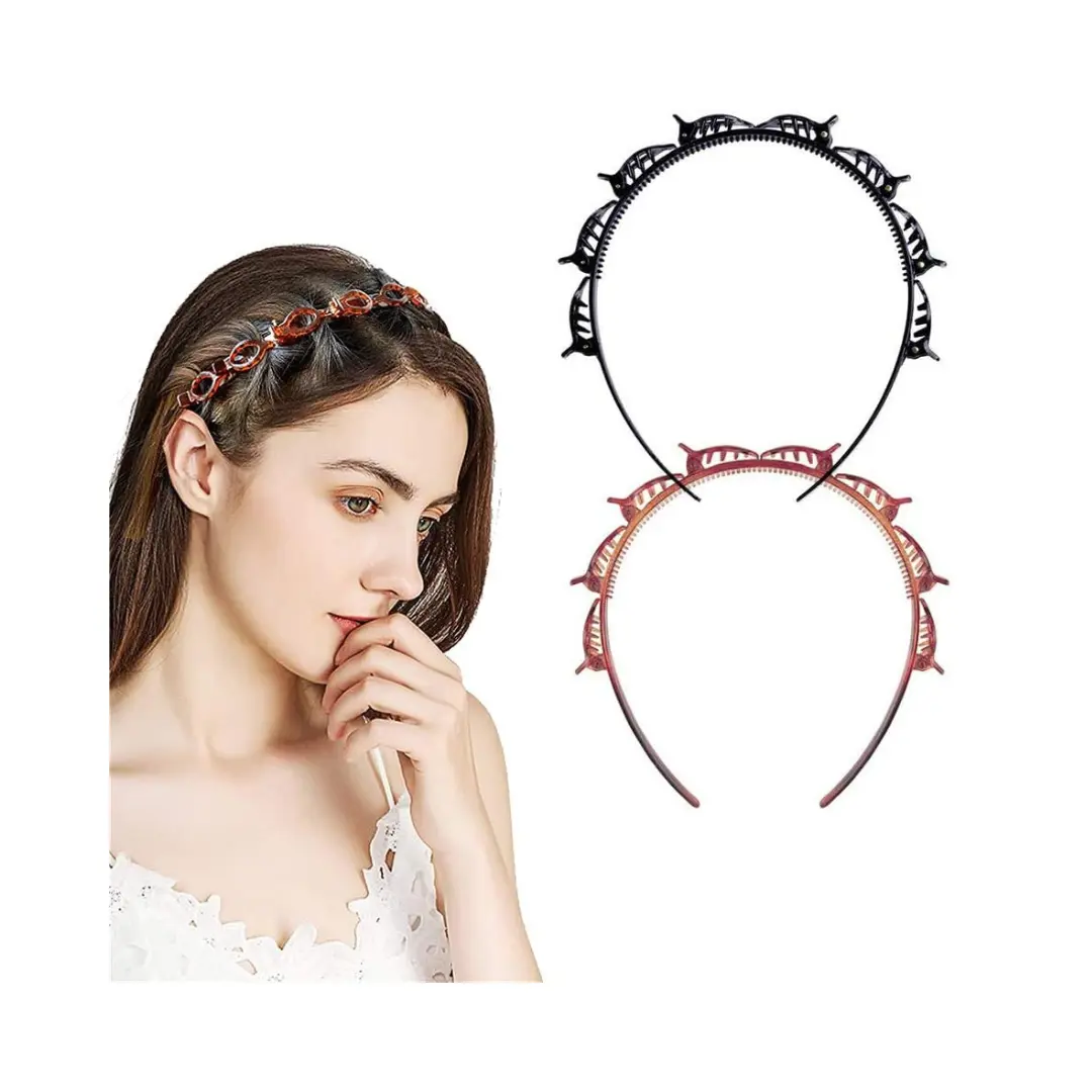 2pcs Butterfly Hairpin Inspired Haeadbands - Double Layer Twist Plait Headband for Women Girls 90s