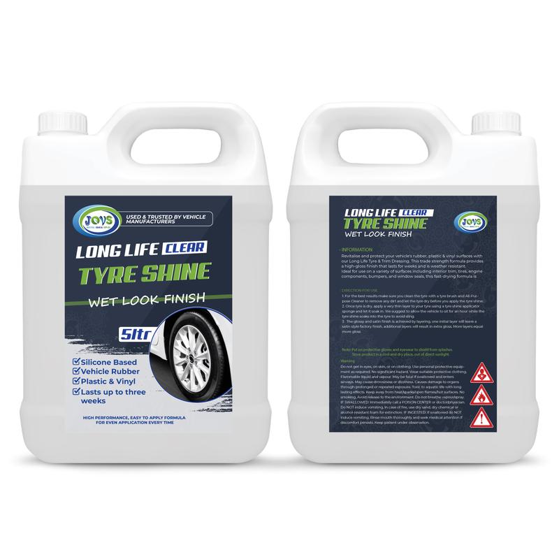 JOVS Tyre Shine Clear 5 , 2 X 5 And 4 X5 Litre - Premier Wet Look Tire Dressing Gel for Cars, Long-lasting Silicone Formula, Instant Sheen, Ultimate Tire Shine 3