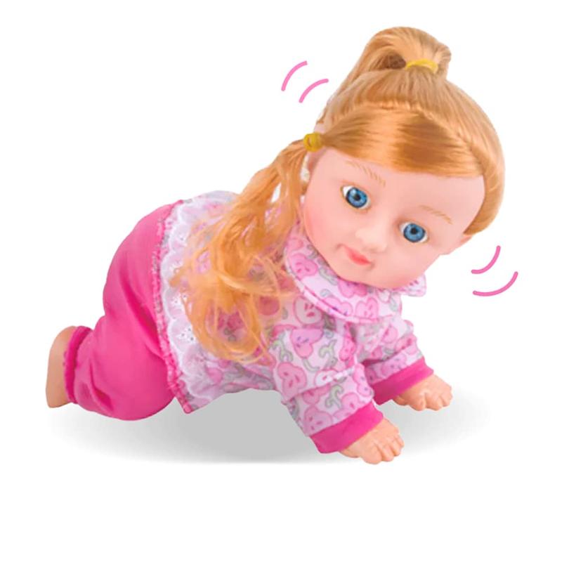 COO11 Kids Realistic Soft Vinyl Rubber 10 Inch Electric Crawling Baby Doll With Sound Laughing Talking Singing Dancing Interactive Toy Age 4+ (Pink) 2