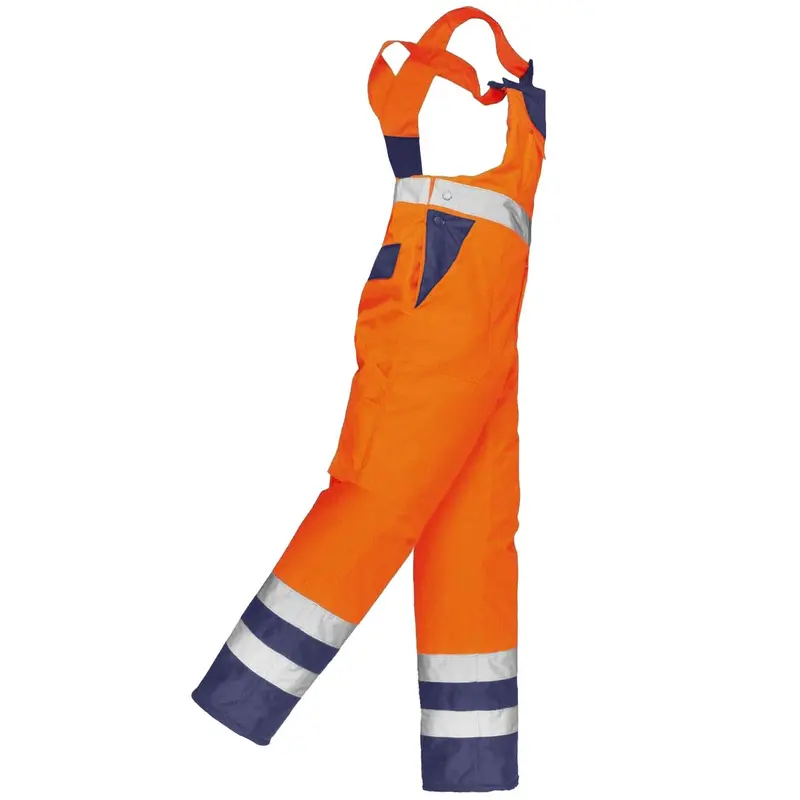 Hi Vis Contrast Waterproof Overall Bib and Brace Dungarees Viz Workwear Jumpsuit Fabric Menswear Breathable Clothing Garment Pocket Reflective Underwear Uniforms Man 3