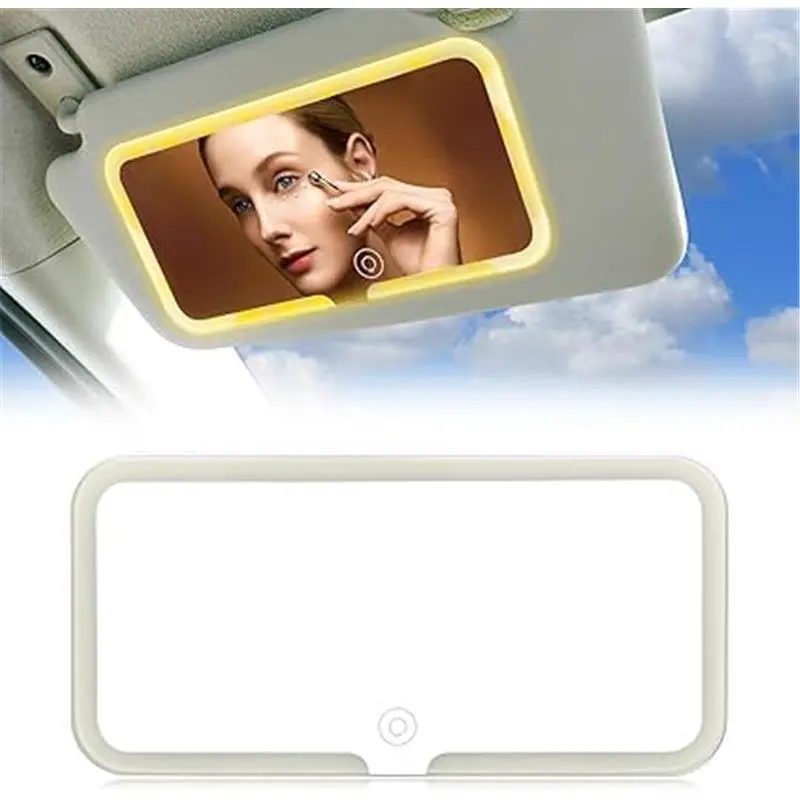 Car Mirror Sun Visor Mirror with LED Lights, LED Car Light Up Mirror, Dimmable Touch Control Car Mirror Accessories