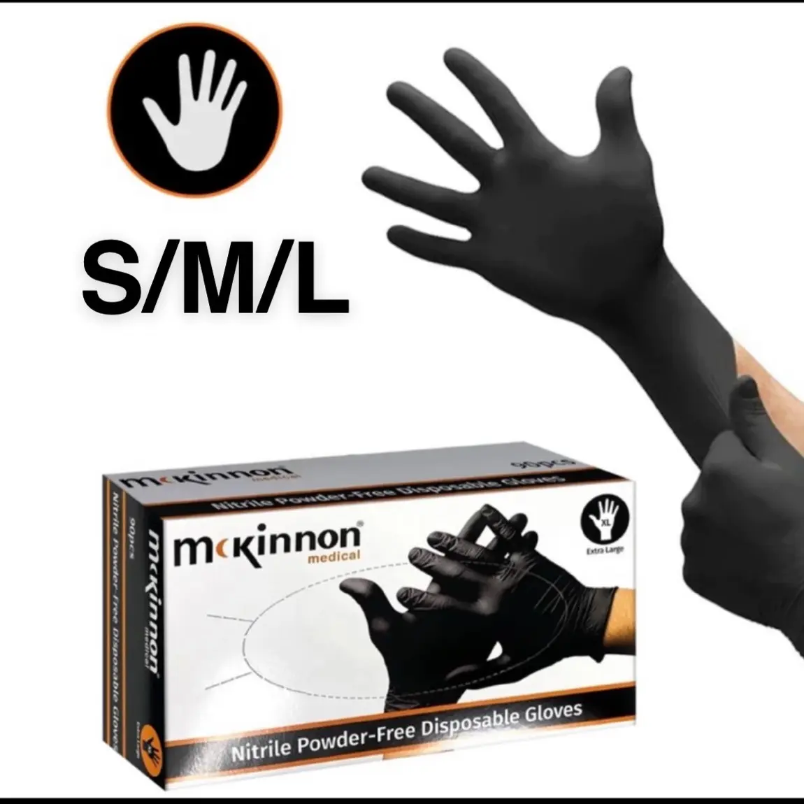 1000 x Black Nitrile Disposable Gloves (1000pcs - 10 boxes) | Latex Free | Powder Free