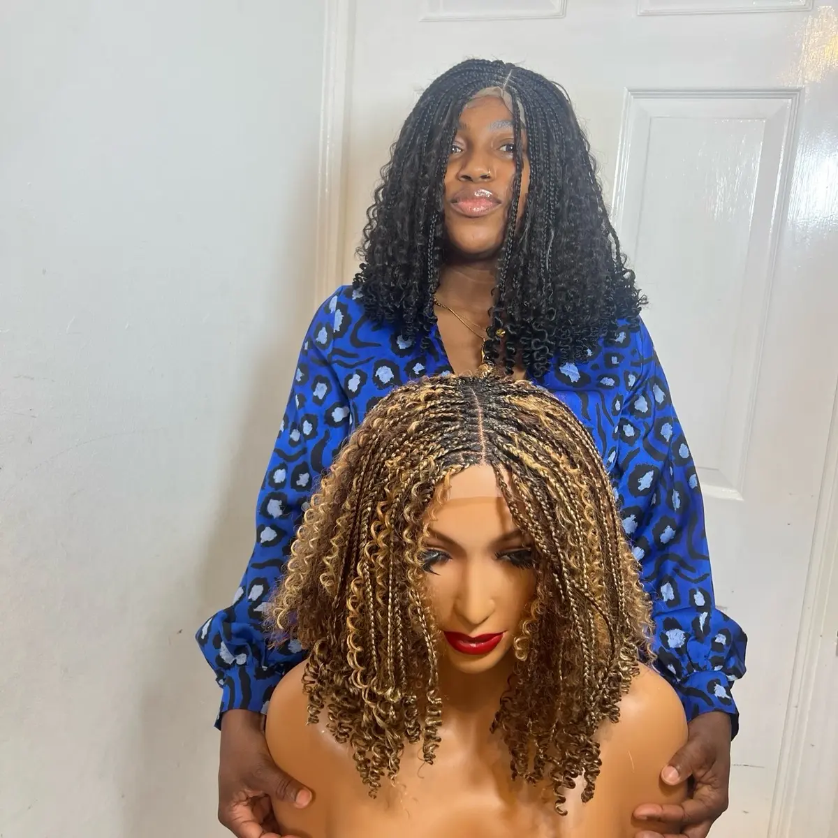 Human hair braided wig