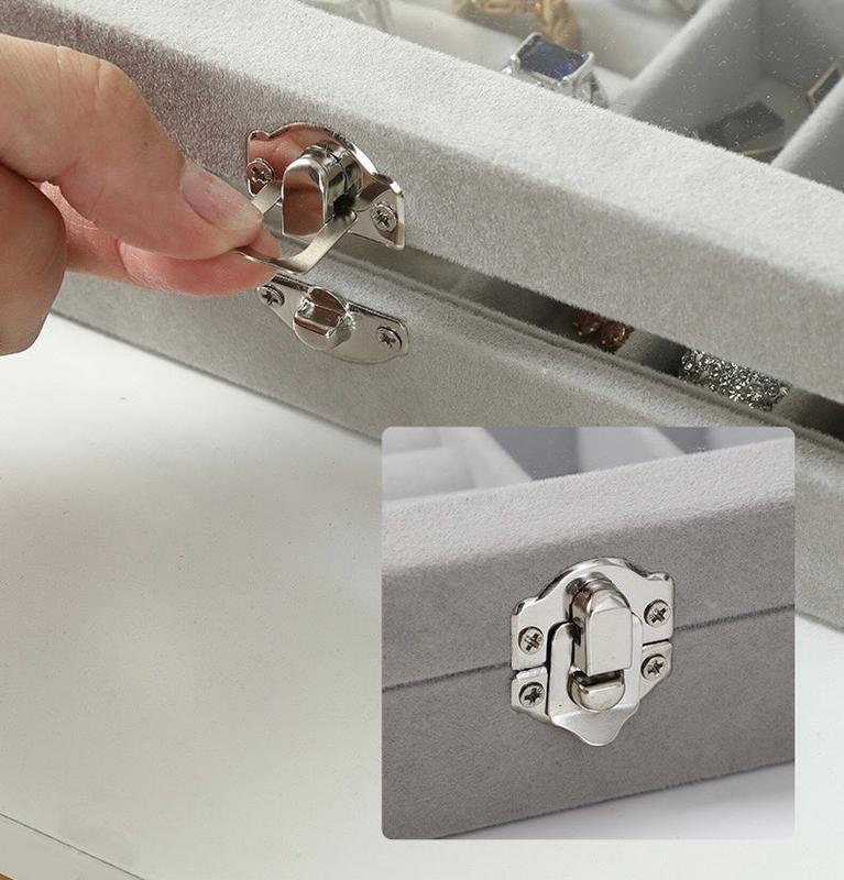 P240001 VELVET JEWELLERY DISPLAY STORAGE HOLDER WITH TRANSPARENT ACRYLIC COVER FOR ALL ACCESSORIES Box Boxes Gift Organiser Adjustable Case 5