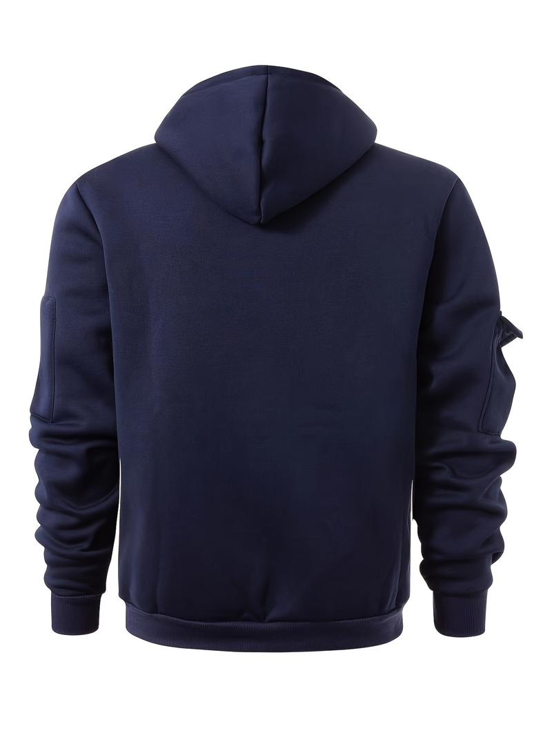 Product Introduction of Trendy Solid Color Hooded Long Sleeve Zip Up Sweatshirt Jacket - Fashion Hoodies with Chic Design, Comfy Sports Wear for Casual Occasions - Soft, Breathable, and Stylish Menswear Tops 5