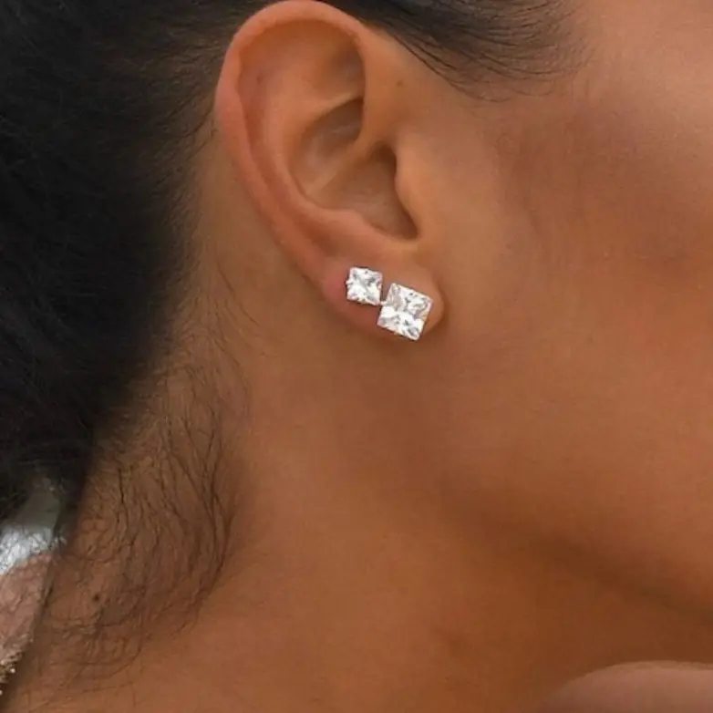 Silver Diamond Earrings