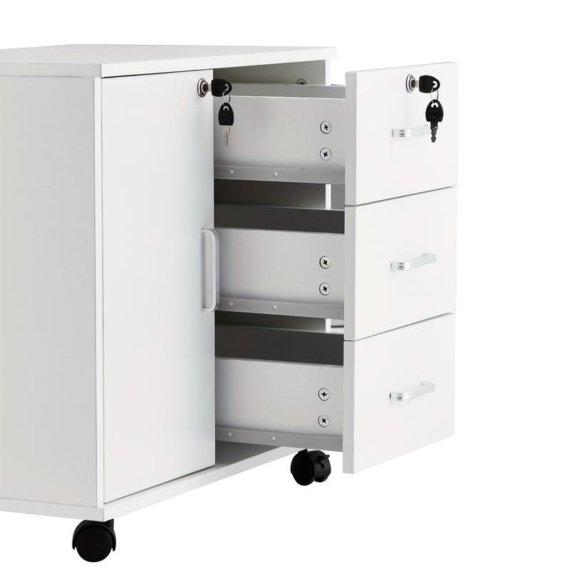 Product Introduction of Modern Mobile File Cabinet with Lockable Drawers and Wheels - Spacious 3-Tier Storage for Documents, Books & More - Ideal for Home Office 4
