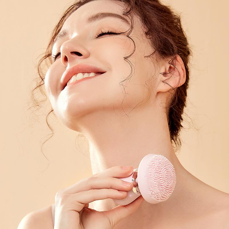 Easy to Use Handle Facial Cleanser Silicone Face Wash Beauty Brush Automatic Facial Cleanser Deep Cleaning Ladies Massage Facial Unisex Soothing Cleansing Comfort Adjustable Color Gentle Sensitive Waterproof face  massager 4