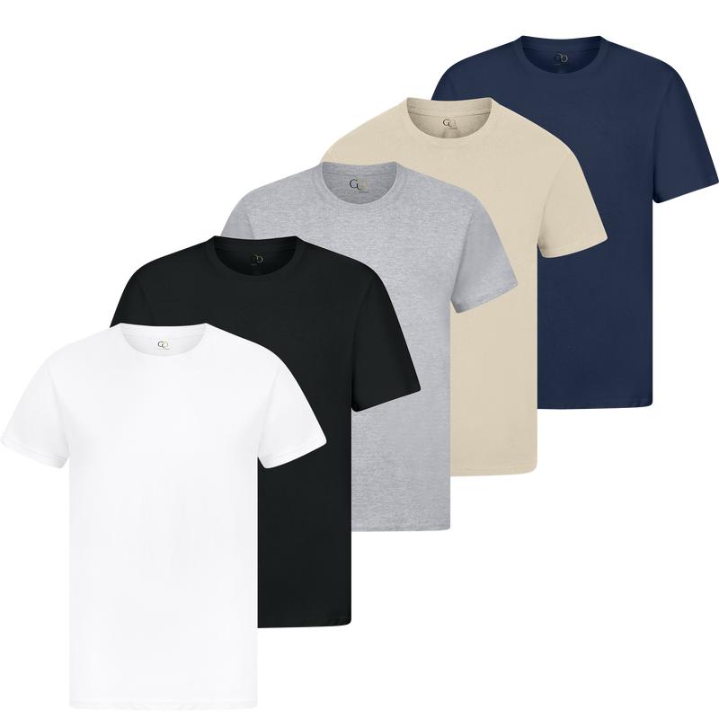 5 Pack Mens T Shirts 100% Cotton Plain Short Sleeve Tee T-Shirt Tops Bulk Menswear Set 7