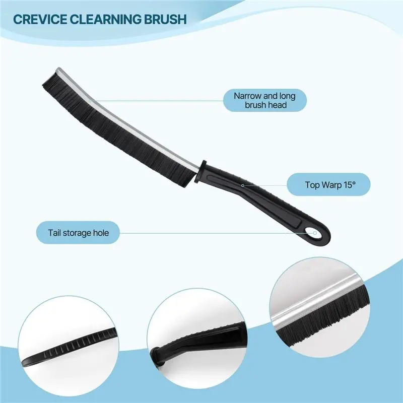 Crevice Cleaning Brush, Bathroom Tile Groove Gap Cleaning Brush,Premium Crevice Cleaning Tool Aluminum Support with 15° Angle Magic Brush, Thin Cleaning Brush for Home Kitchen 2