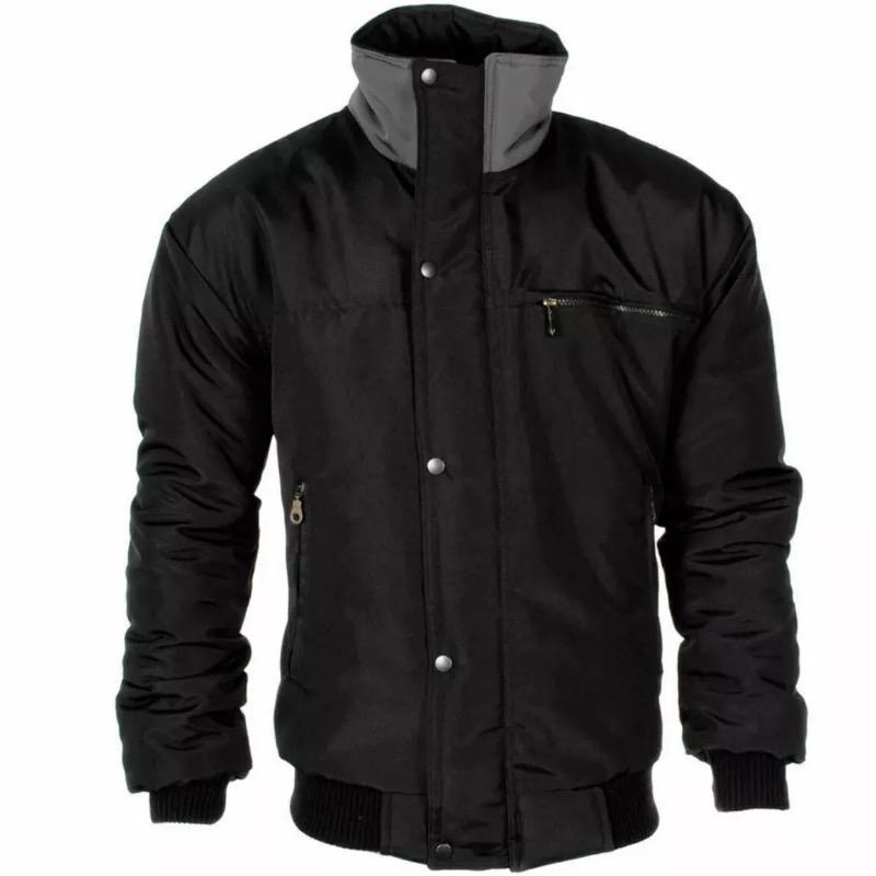 Mens Sky Diver Zipper Bomber Warm Padded Check Lined Rain Heavy Work Jacket Coat 1