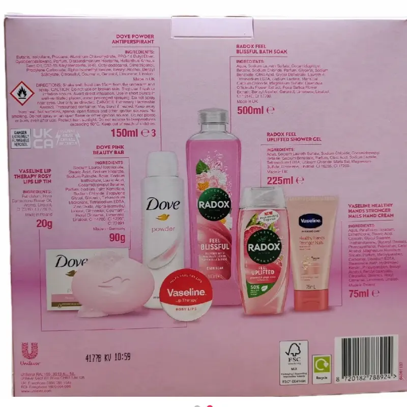 Pretty Pink 6 Piece Gift Set with Radox Feel Uplifted Shower Gel, Bath Soak, Beauty Bar, Powder Anti-perspirant, Hand Cream and Lip Therapy - Perfume 1