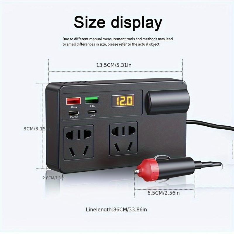 New car inverter 12v 24v to 220V fast charger USB + PD car power socket converter multifunctional electronic 1