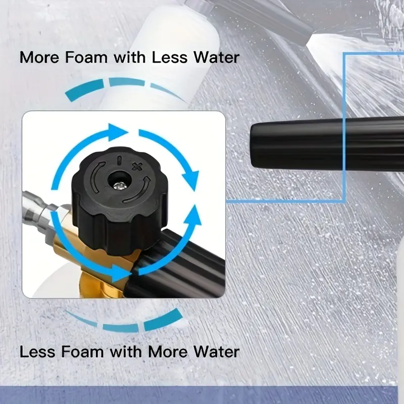 Simplexsh Pressure Washer Snow Foam Cannon Lance Gun, 1L Adjustable 1/4" Quick Release Foam Cannon Bottle Soap Dispenser With 5 Color Nozzles And Foam Lance Gun For Car Wash, Courtyard Cleaning 5