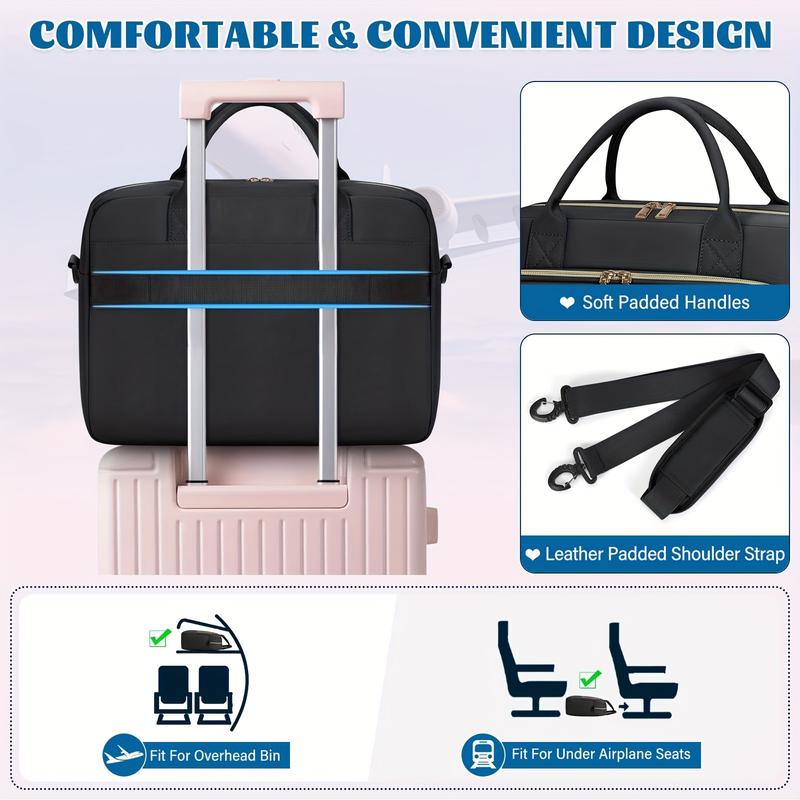 Product Introduction of 17.3 Inch TSA-Compliant Laptop Bag, Durable Polyester Fiber Briefcase for Women with Padded Compartment, Multi-Compartment Lightweight Shoulder Bag, Black 2