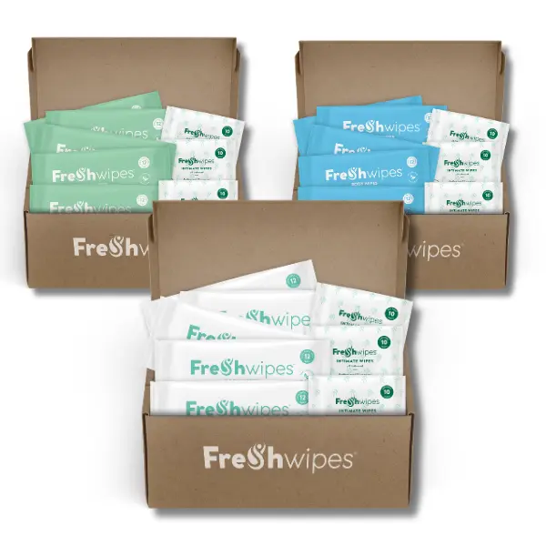FreshWipes Antibacterial Rinse Free Body Wipe Self-Care Bundles